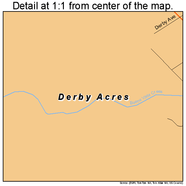 Derby Acres, California road map detail