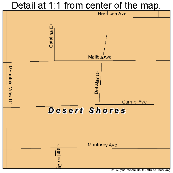 Desert Shores, California road map detail
