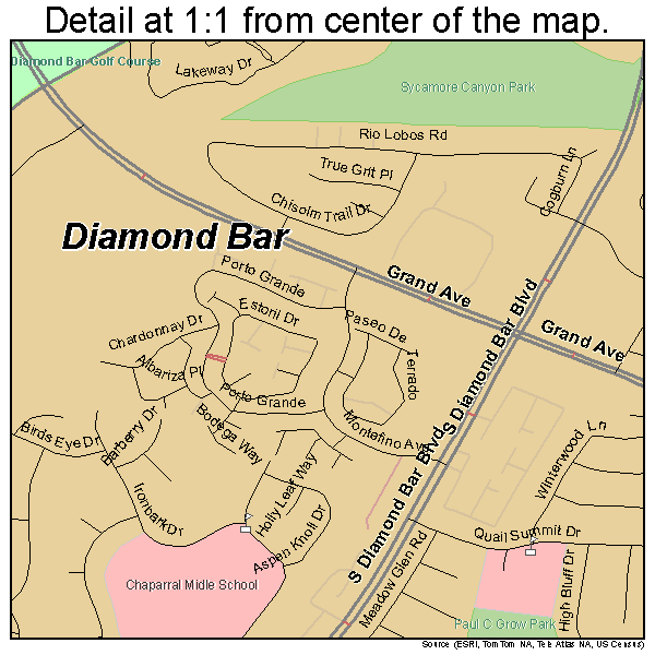 Diamond Bar, California road map detail