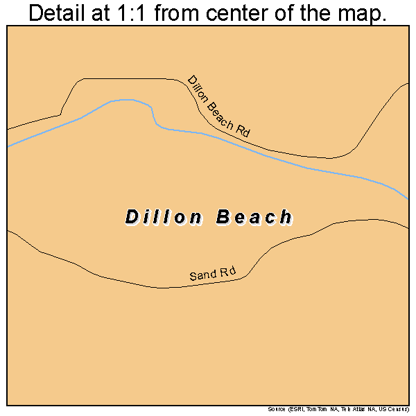 Dillon Beach, California road map detail