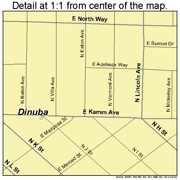 Dinuba, California road map detail