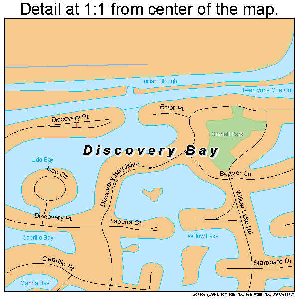 Discovery Bay, California road map detail