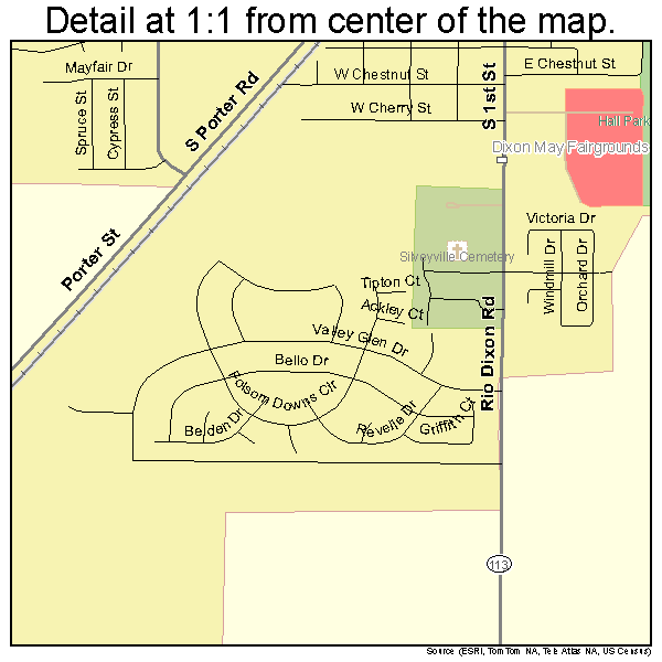 Dixon, California road map detail
