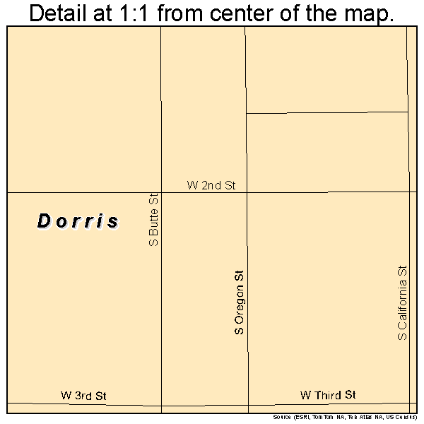 Dorris, California road map detail