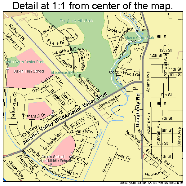 Dublin, California road map detail