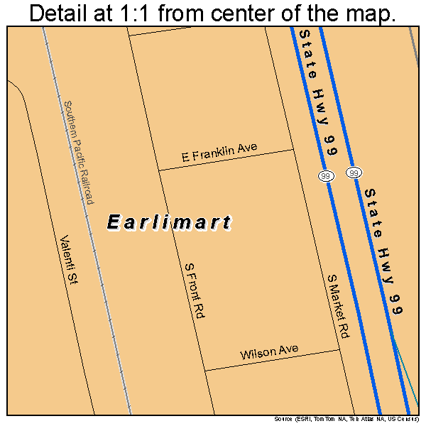 Earlimart, California road map detail