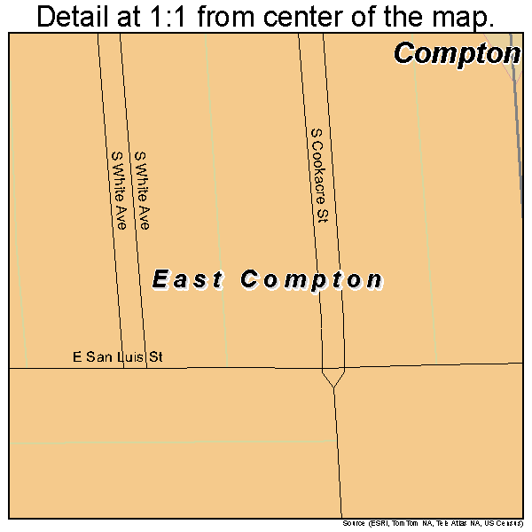 East Compton, California road map detail