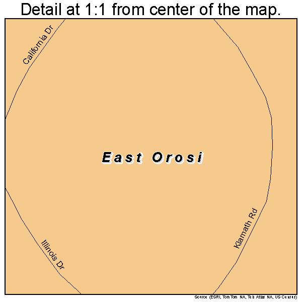 East Orosi, California road map detail