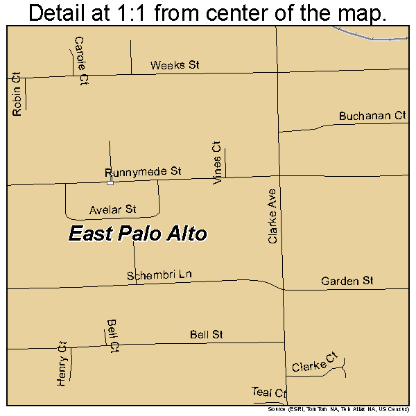 East Palo Alto, California road map detail