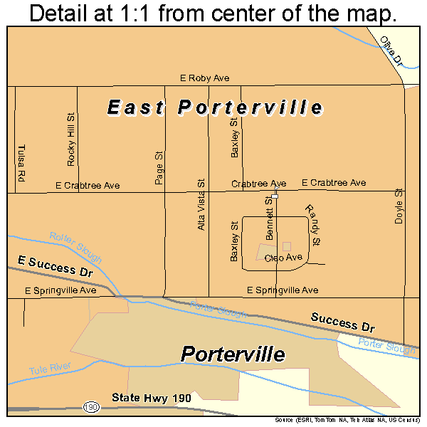 East Porterville, California road map detail