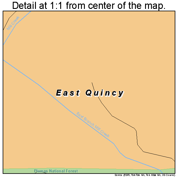 East Quincy, California road map detail