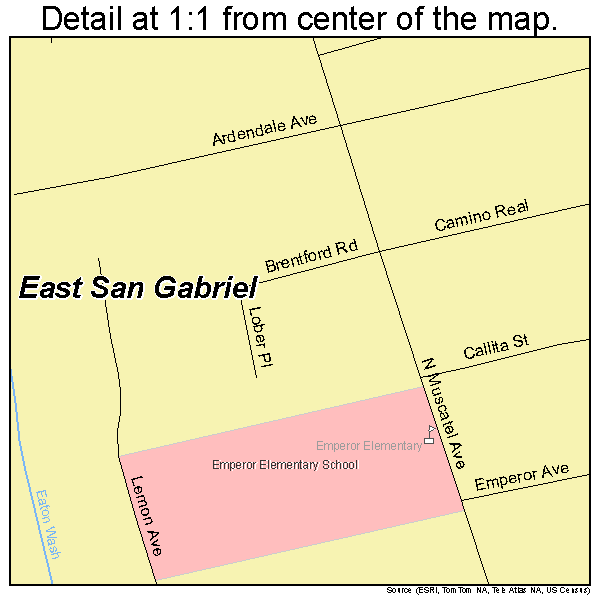 East San Gabriel, California road map detail