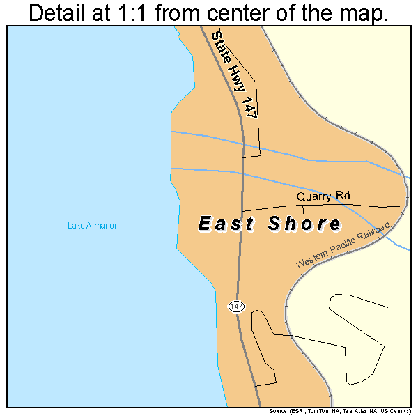 East Shore, California road map detail