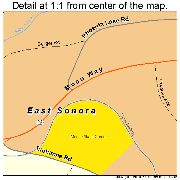 East Sonora, California road map detail