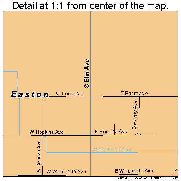 Easton, California road map detail