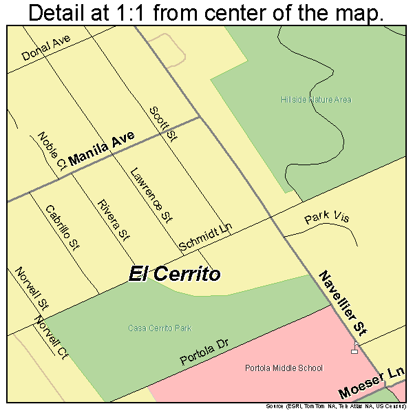 El Cerrito, California road map detail