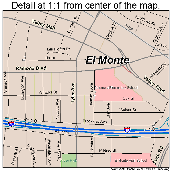 El Monte, California road map detail