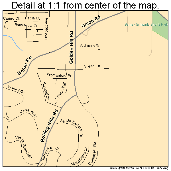 El Paso de Robles (Paso Robles), California road map detail