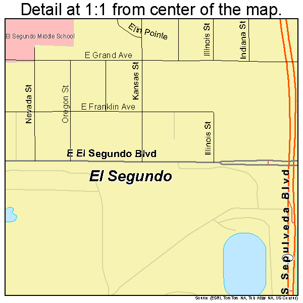 El Segundo, California road map detail