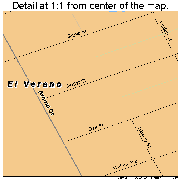 El Verano, California road map detail