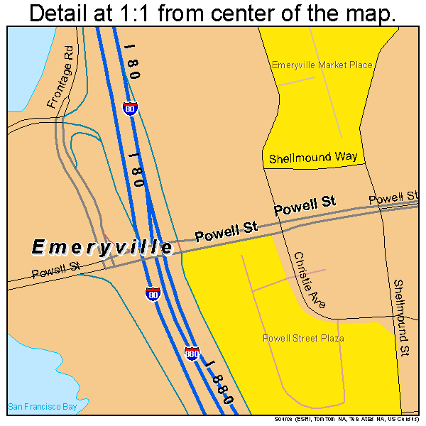 Emeryville, California road map detail