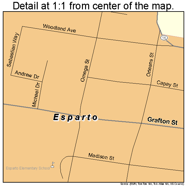 Esparto, California road map detail