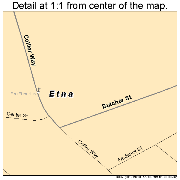 Etna, California road map detail