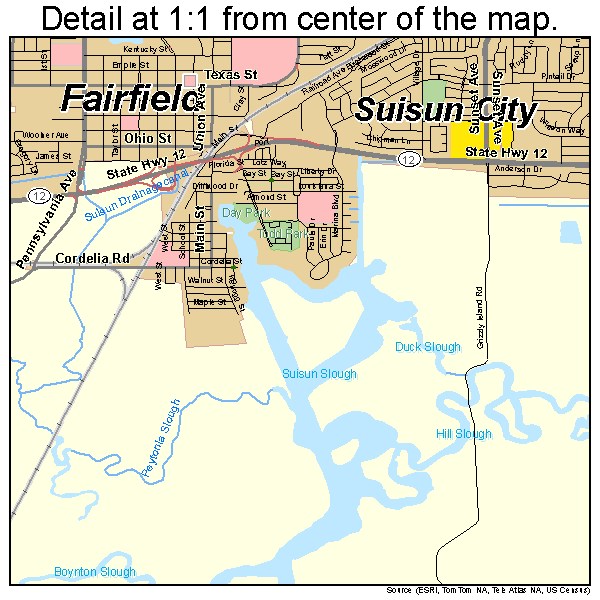 Fairfield, California road map detail