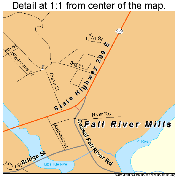 Fall River Mills, California road map detail