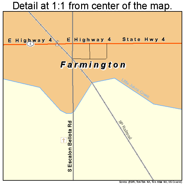 Farmington, California road map detail