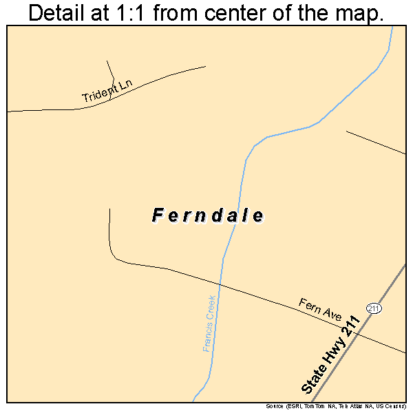 Ferndale, California road map detail