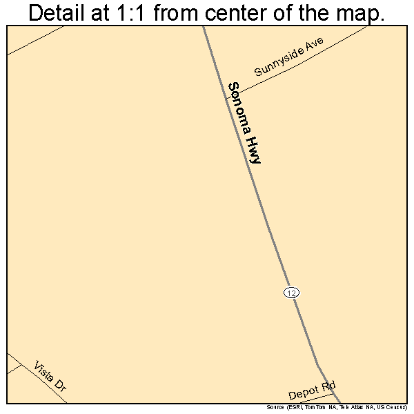 Fetters Hot Springs-Agua Caliente, California road map detail