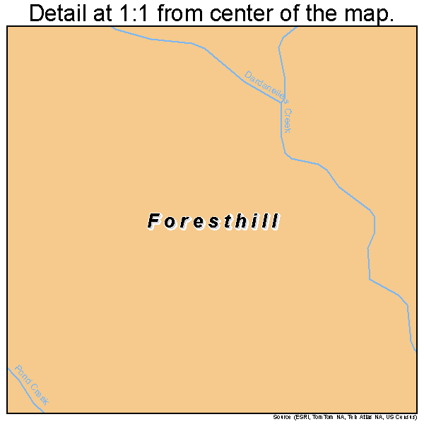 Foresthill, California road map detail