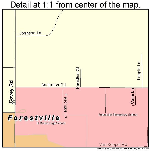 Forestville, California road map detail