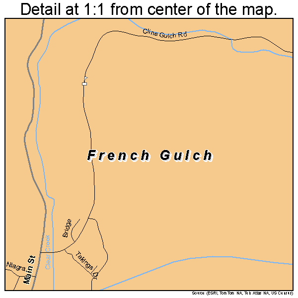 French Gulch, California road map detail