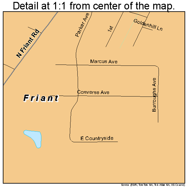 Friant, California road map detail