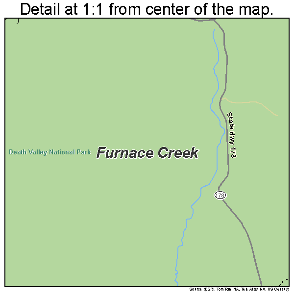 Furnace Creek, California road map detail