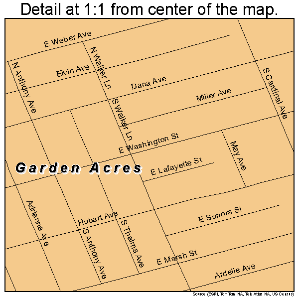 Garden Acres, California road map detail