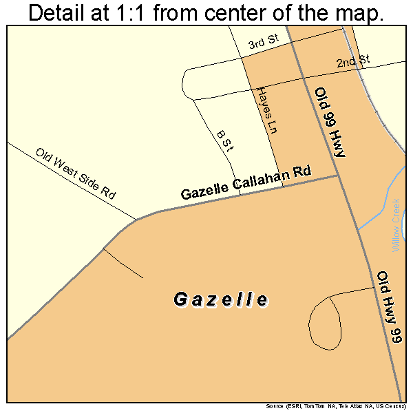 Gazelle, California road map detail