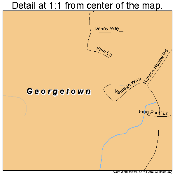 Georgetown, California road map detail