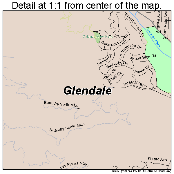 Glendale, California road map detail