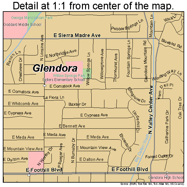 Glendora, California road map detail