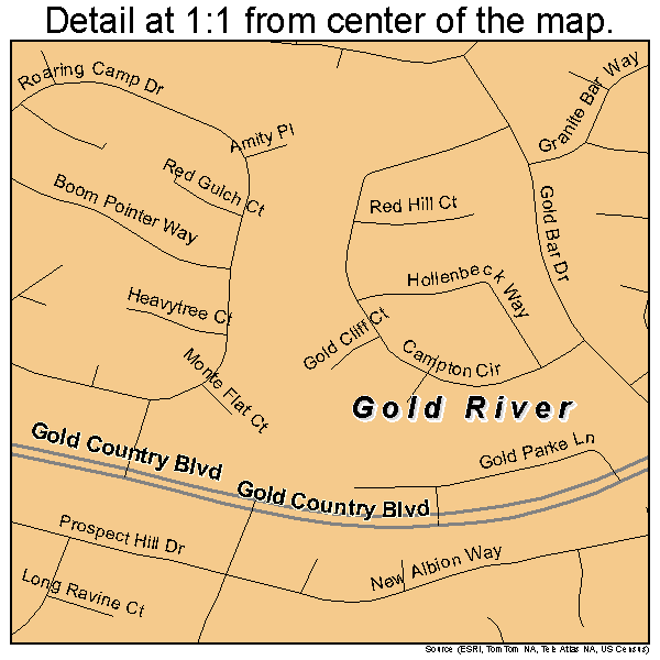 Gold River, California road map detail