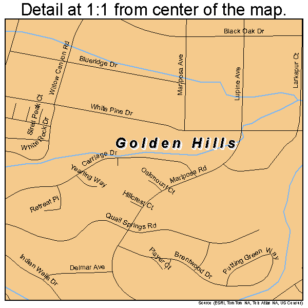 Golden Hills, California road map detail