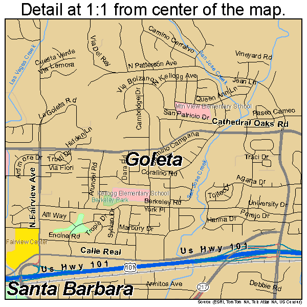 Goleta, California road map detail