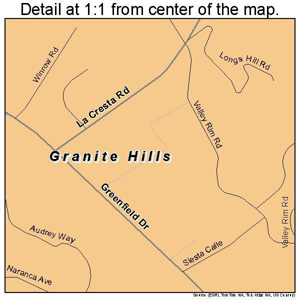 Granite Hills, California road map detail
