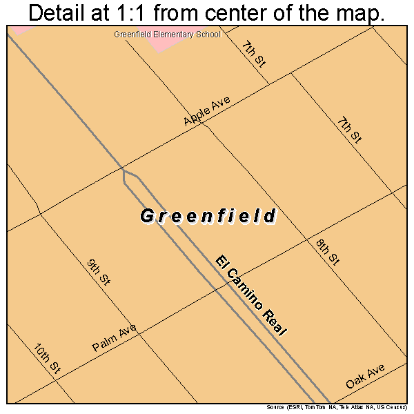 Greenfield, California road map detail