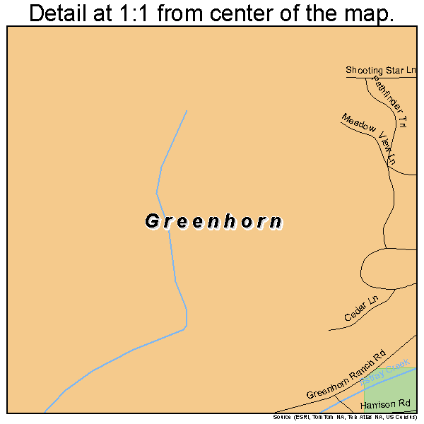 Greenhorn, California road map detail