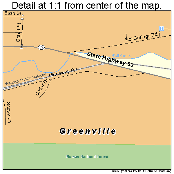 Greenville, California road map detail