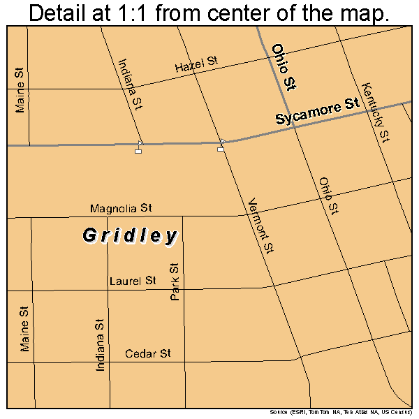 Gridley, California road map detail